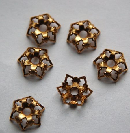 Elegant Crown Raw Brass Bead Caps 13mm (6) mtl070