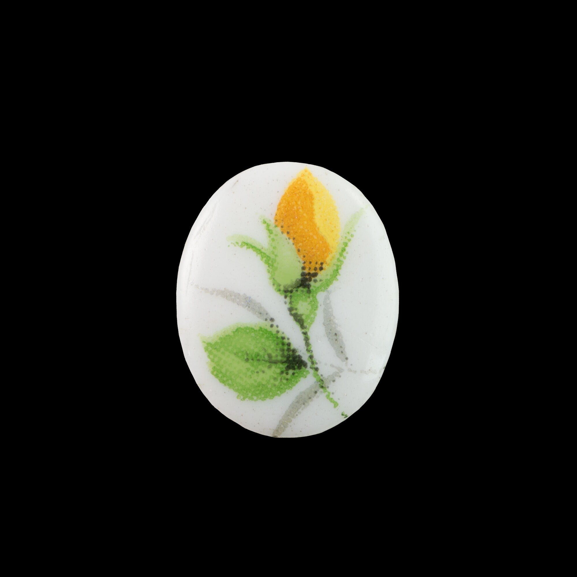 10x8mm Yellow Flower Bud Glass Oval Cabochons (6)