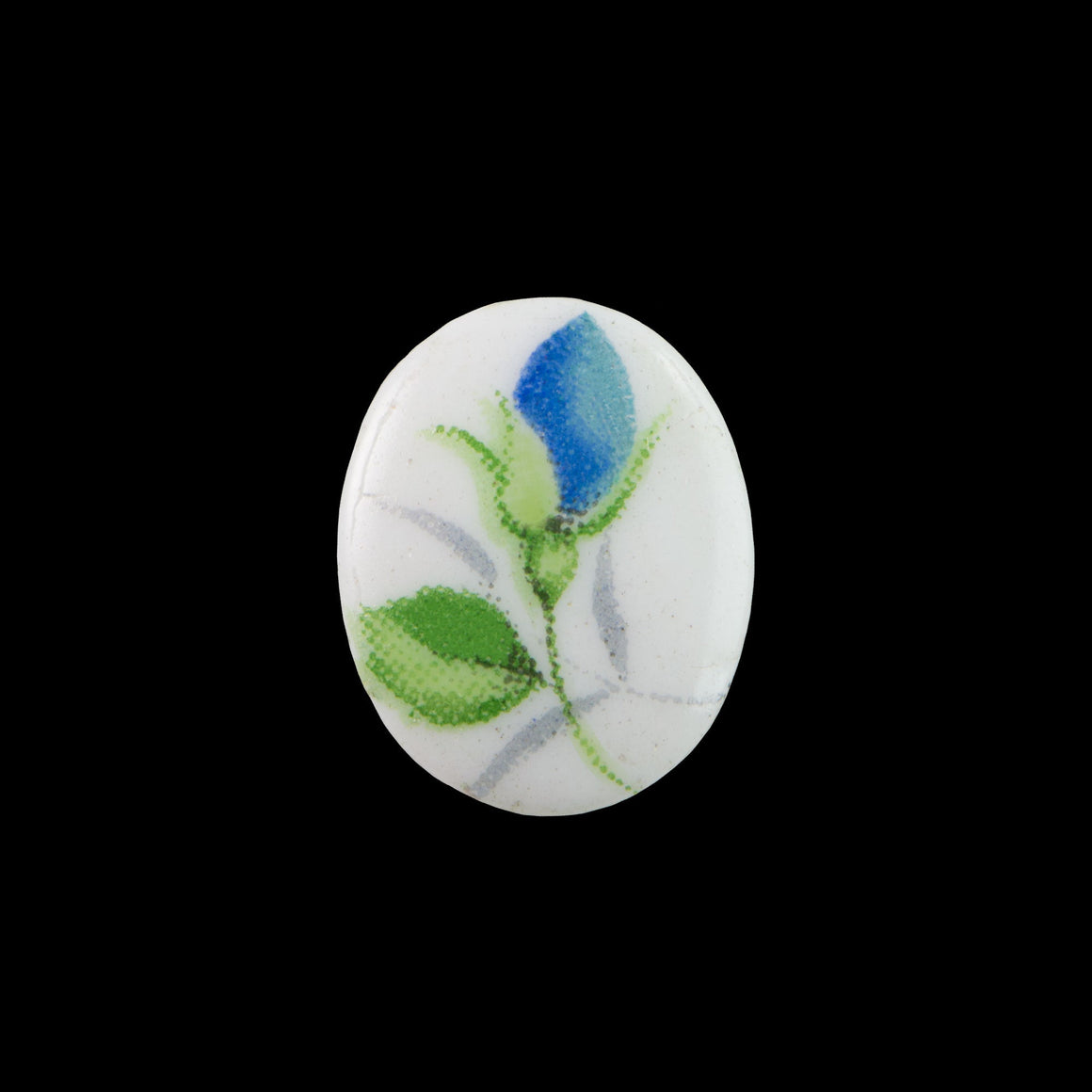 10x8mm Blue Flower Bud Glass Oval Cabochons (6)