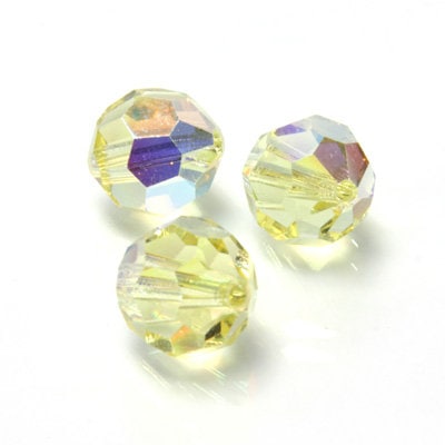 8mm Czech Jonquil Yellow AB Firepolish Faceted Glass Beads (25)