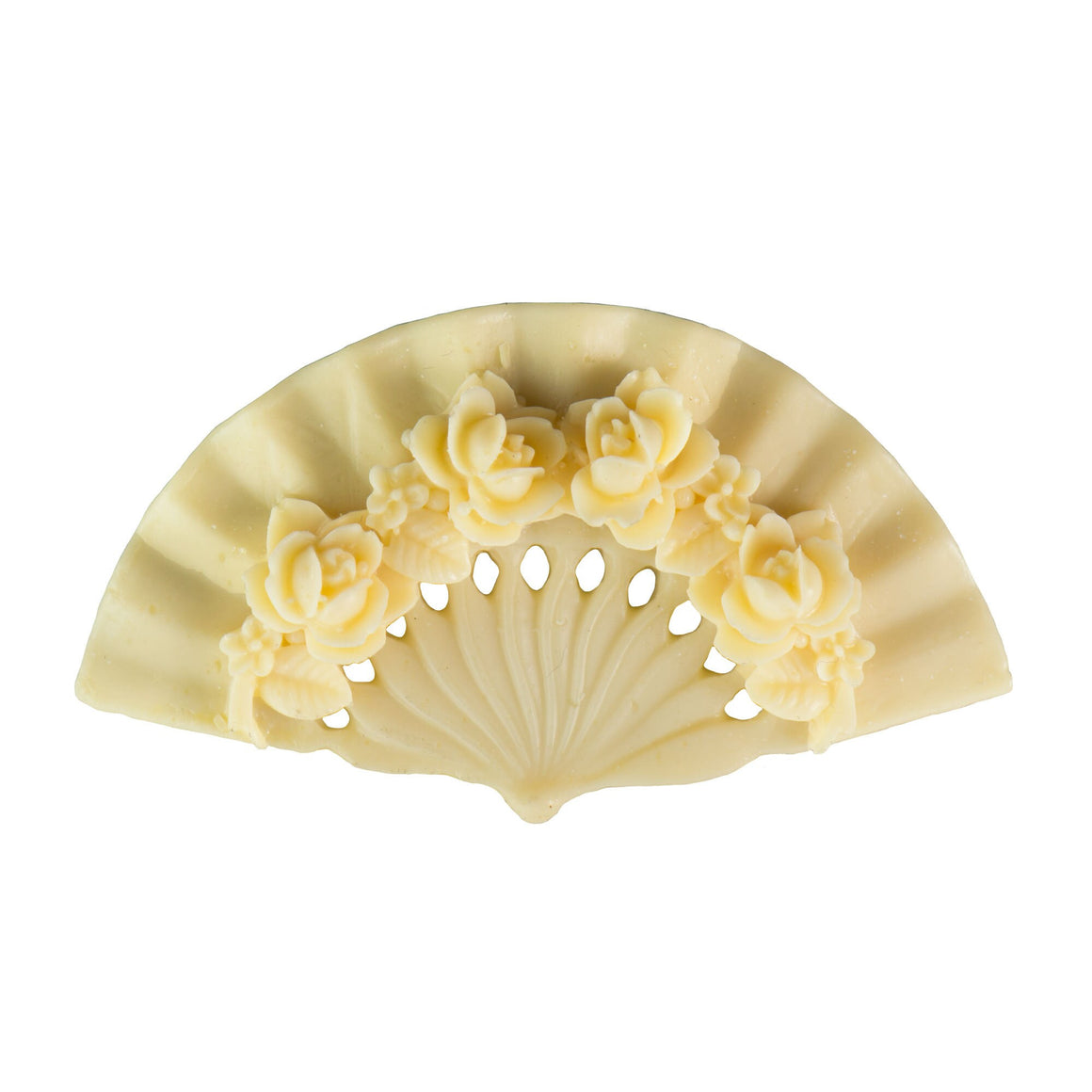 33x60mm Ivory Carved Floral Fan Acrylic Cabochons (2)
