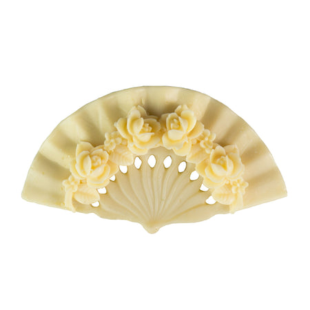33x60mm Ivory Carved Floral Fan Acrylic Cabochons (2)