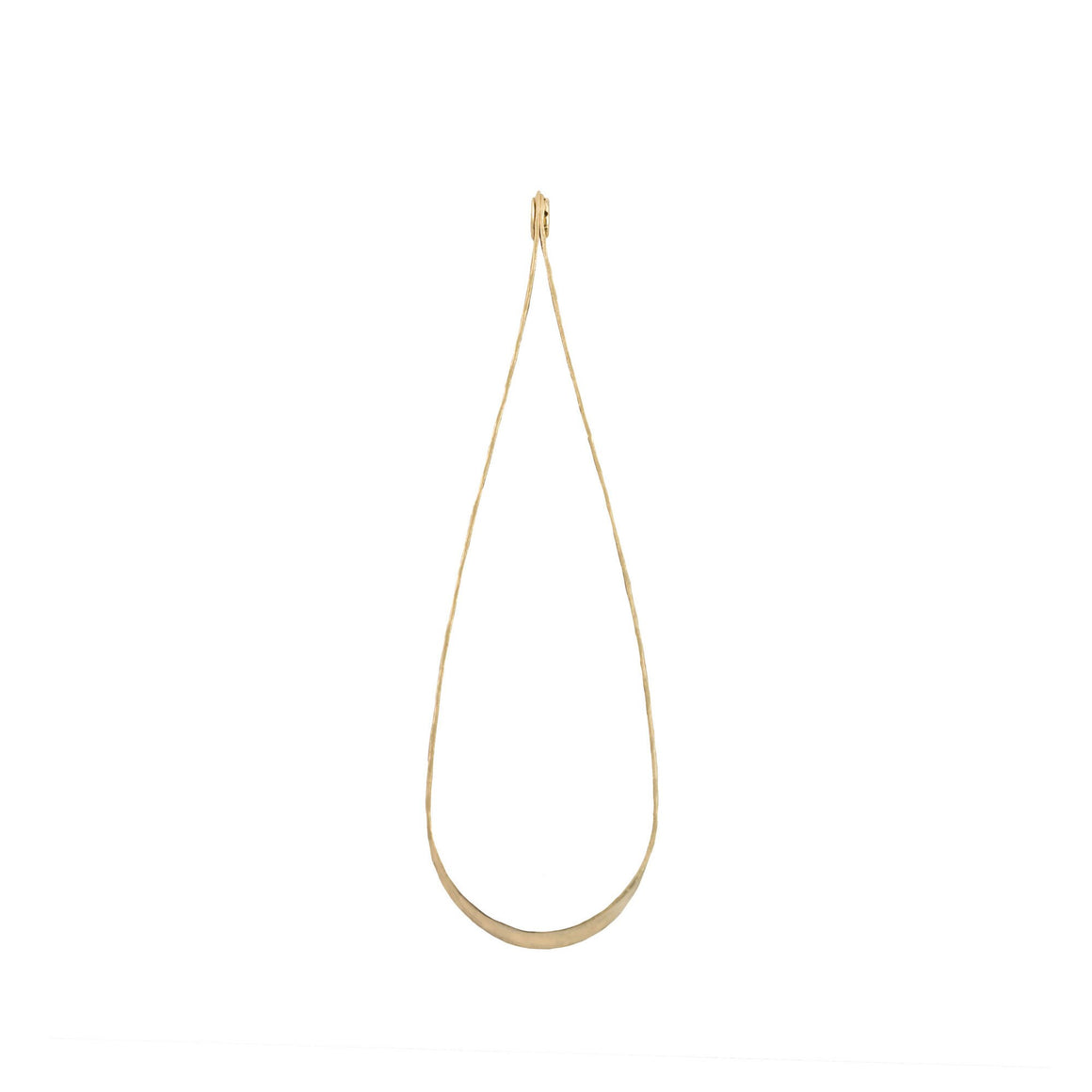 1 Hole Raw Brass Medium Hammered 3D Teardrop Hoop Pendant 47x15mm (2)