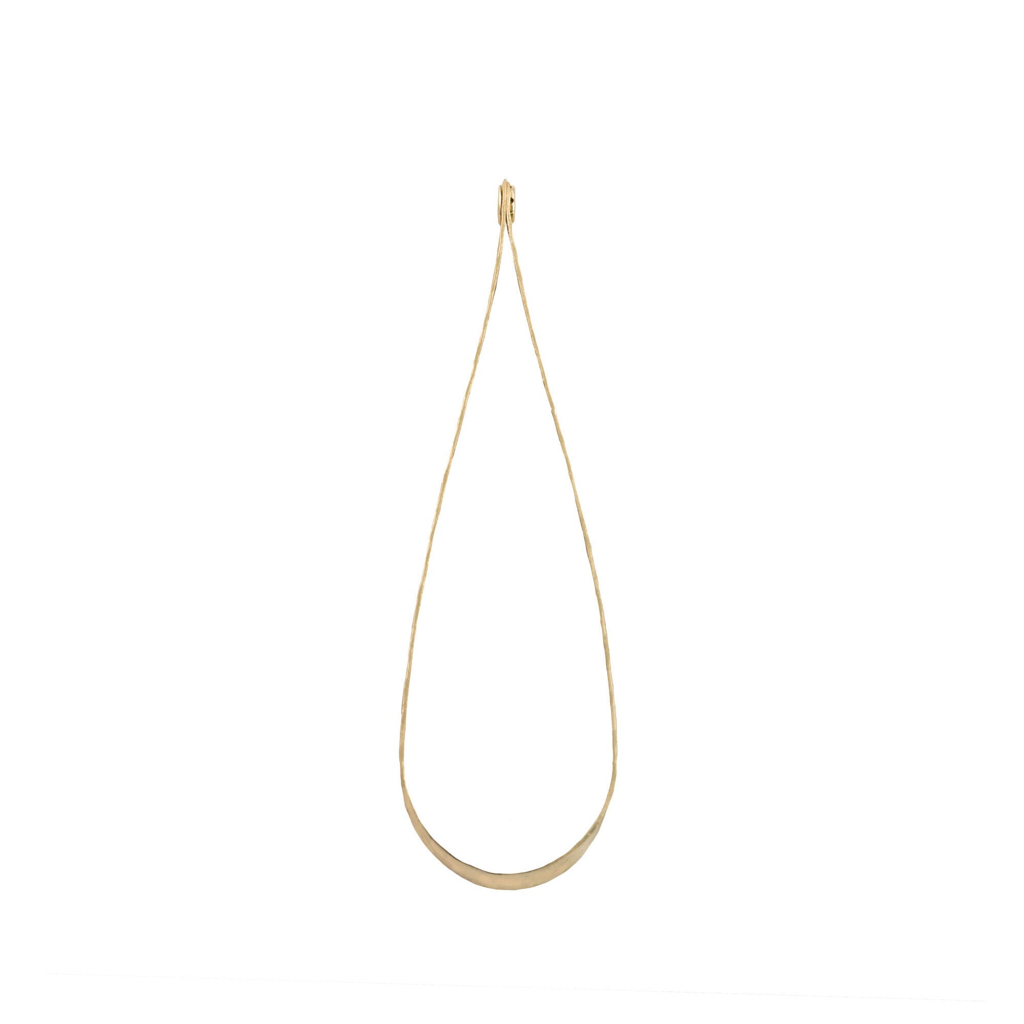 1 Hole Raw Brass Medium Hammered 3D Teardrop Hoop Pendant 47x15mm (2)