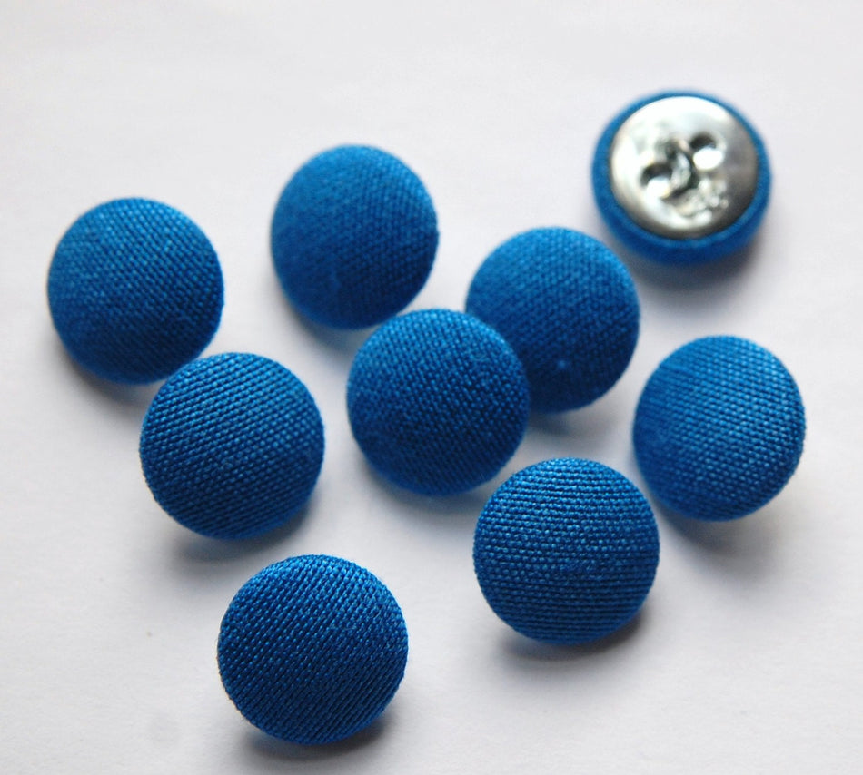 Vintage Blue Silk Buttons 15mm btn002L