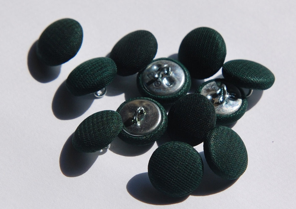 Vintage Dark Green Silk Buttons 13mm (6) btn003D