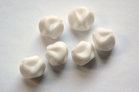 Vintage Opaque White Baroque German Glass Beads 14mm grm009