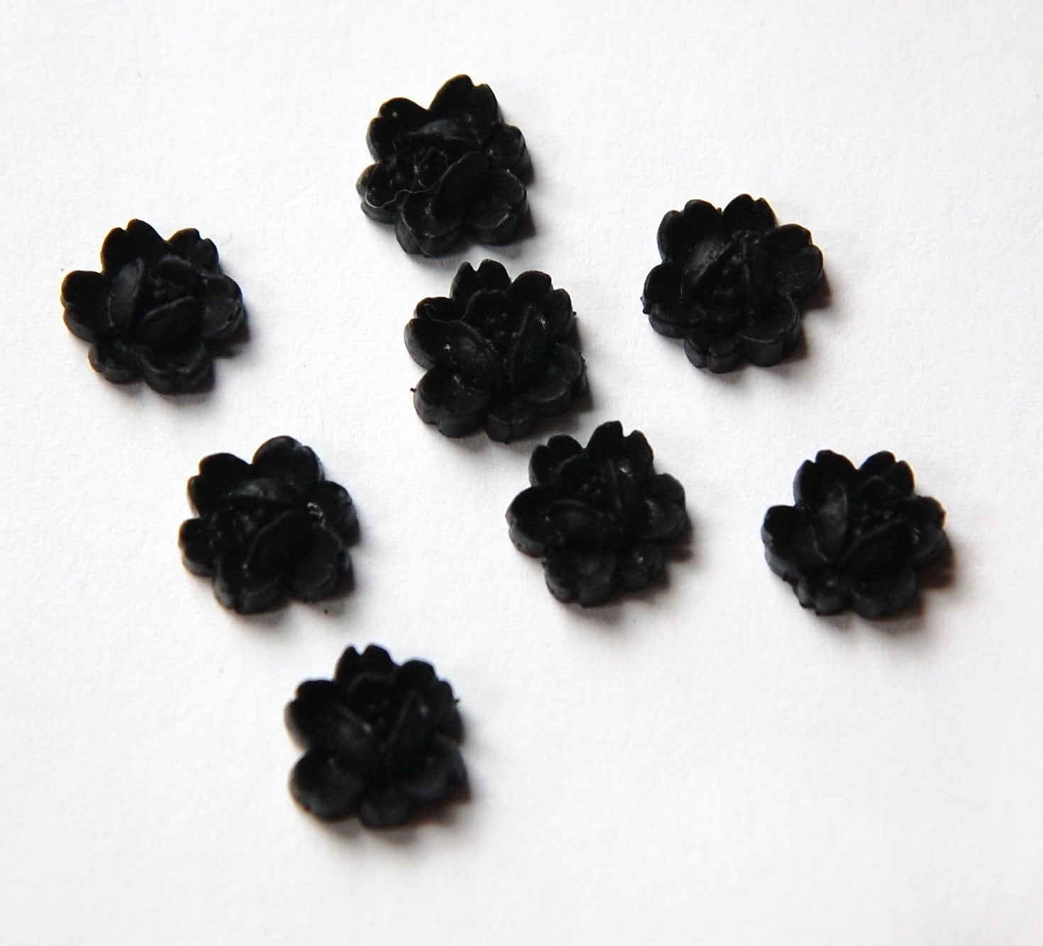 Vintage Style Black Rose Flower Cabochon 11mm cab350C