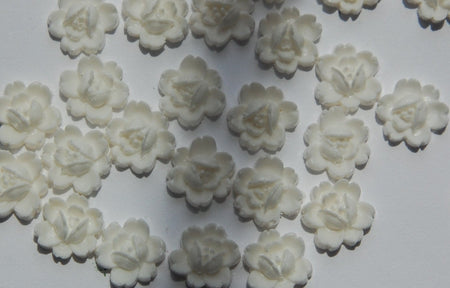 Vintage Style White Rose Carved Look Flower Cabochon 11mm cab350A