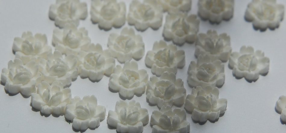 Vintage Style White Rose Carved Look Flower Cabochon 11mm cab350A