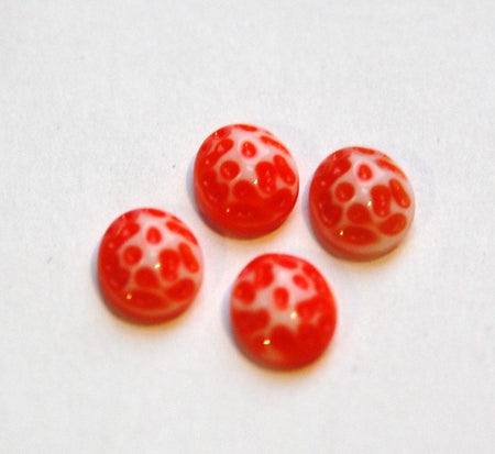 Vintage Orange and White Glass Textured Cabochons 10x8mm cab729C