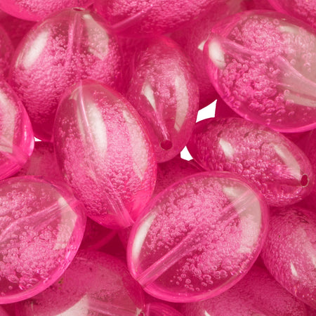 23x17mm Pink Acrylic Fancy Oval Beads with Bubbles (4)