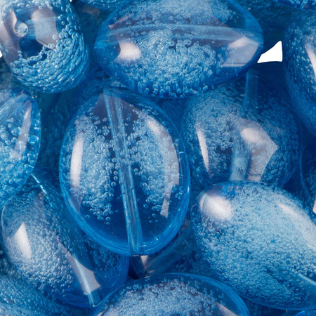 23x17mm Blue Acrylic Fancy Oval Beads with Bubbles (4)