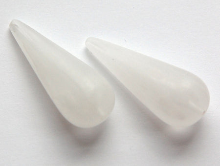 Vintage Italian Lucite White with White Swirled Teardrop Focal Beads bds917A