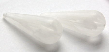 Vintage Italian Lucite White with White Swirled Teardrop Focal Beads bds917A