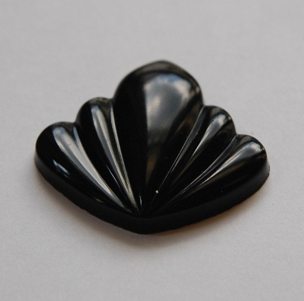 Vintage German Black Glass Swag Cabochon cab048K