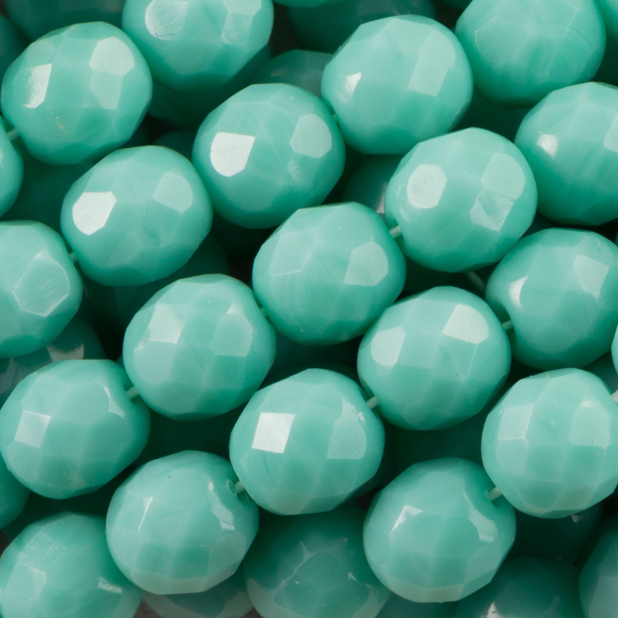 8mm Turquoise Czech Firepolish Faceted Glass Beads (25)