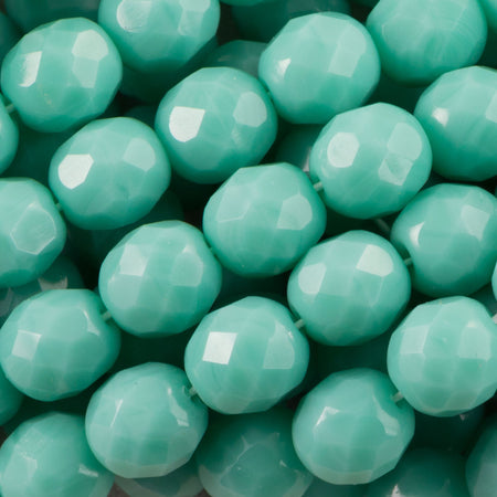 8mm Turquoise Czech Firepolish Faceted Glass Beads (25)