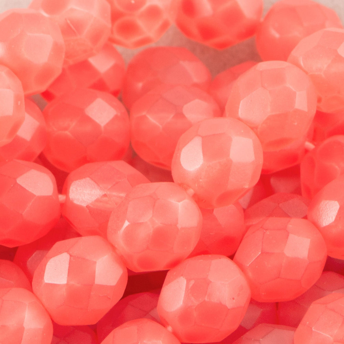 8mm Matte Orange Coated Czech Firepolish Faceted Coated Glass Beads (25)