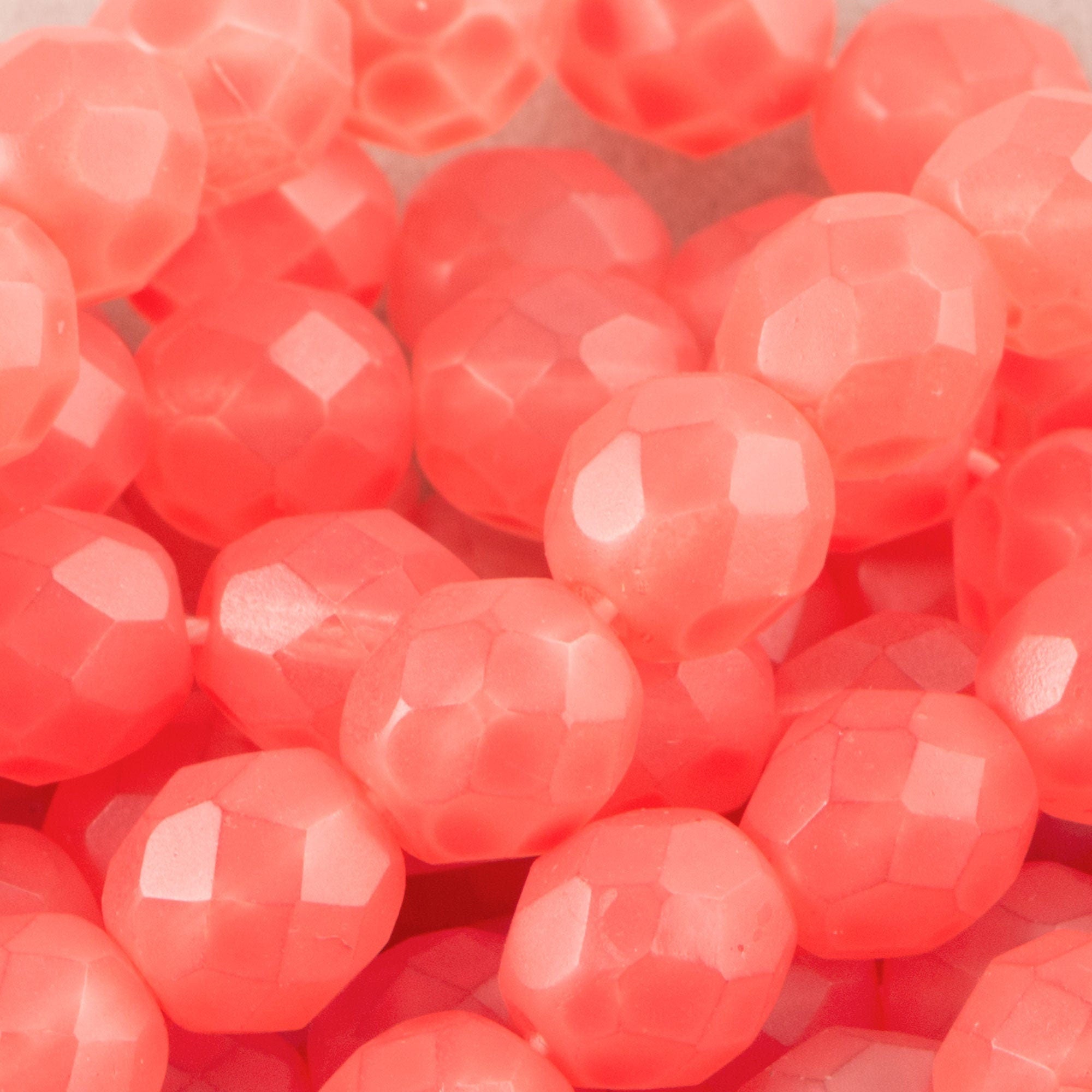 8mm Matte Orange Coated Czech Firepolish Faceted Coated Glass Beads (25)