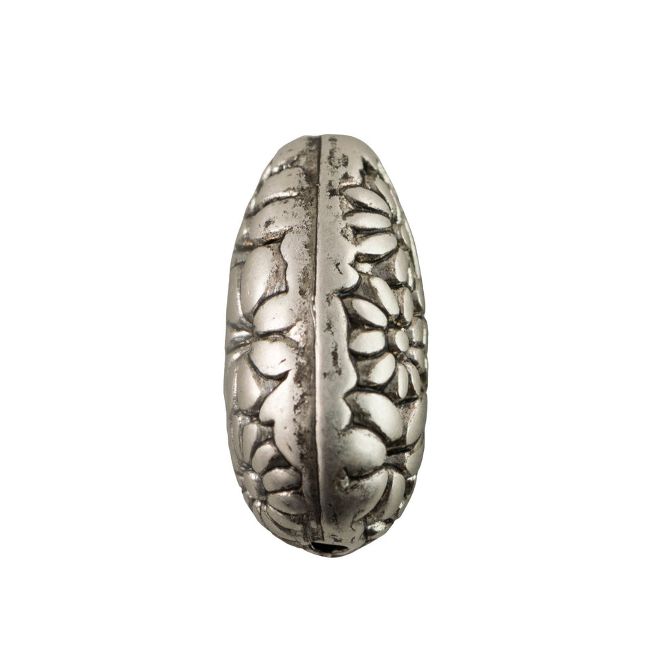 Antiqued Silver Floral Teardrop Beads 18mm (6)