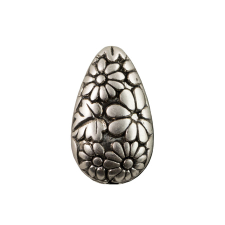 Antiqued Silver Floral Teardrop Beads 18mm (6)