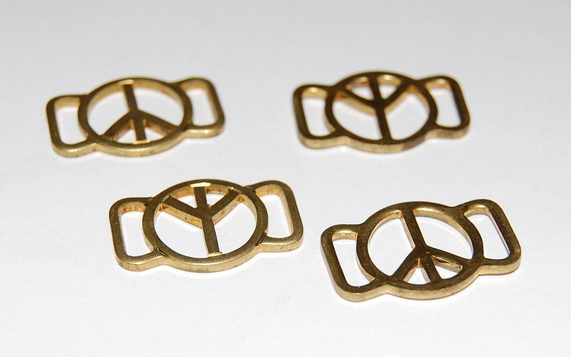 Vintage Brass Peace Sign Slider or Connectors chr079