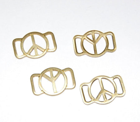 Vintage Brass Peace Sign Slider or Connectors chr079