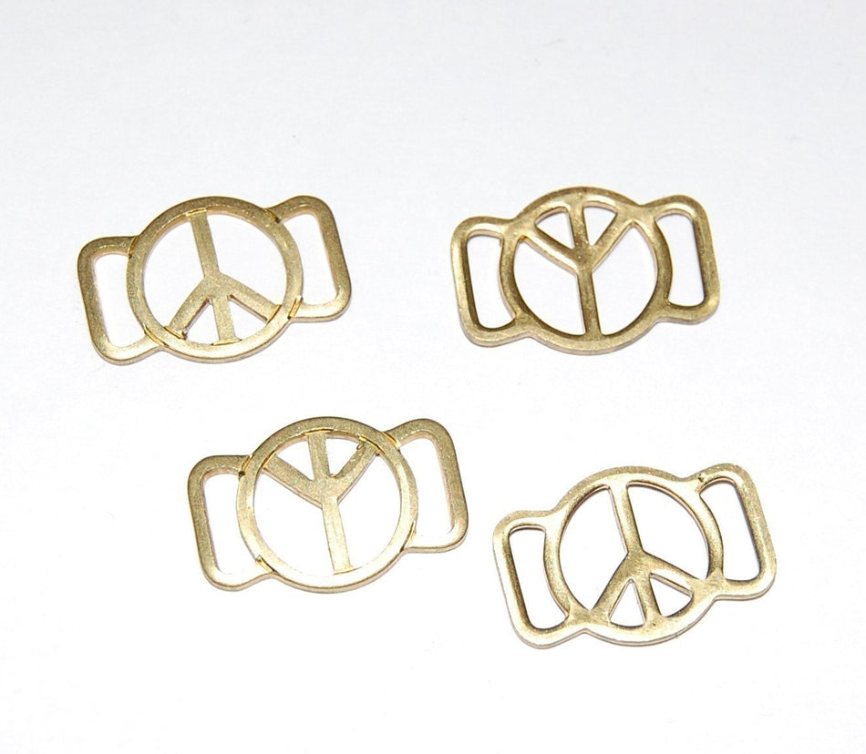 Vintage Brass Peace Sign Slider or Connectors chr079