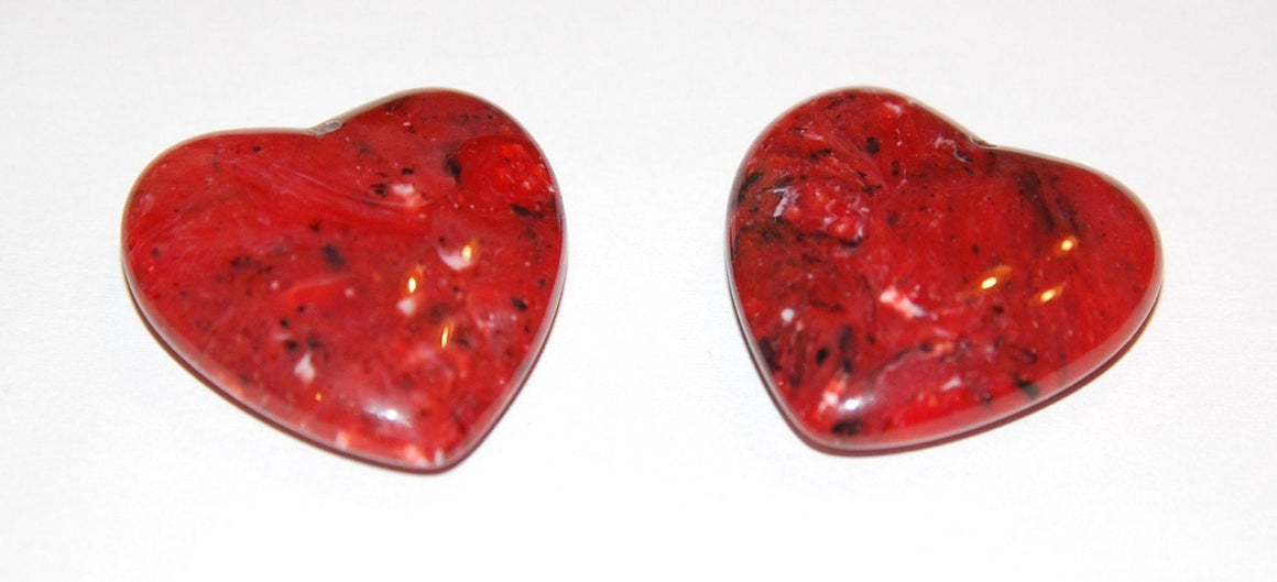 Red Marbled Vintage Lucite Heart Pendant pnd091E