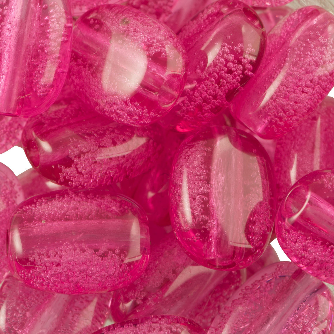 13x10mm Pink Acrylic Flat Barrel Beads with Bubbles (8)