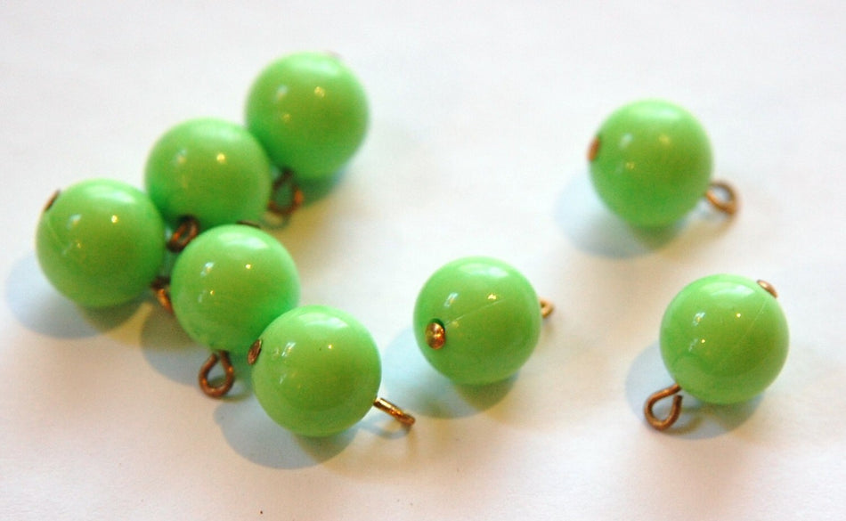 Vintage Bright Green Acrylic Bead  Drops Charms Loop drp034A