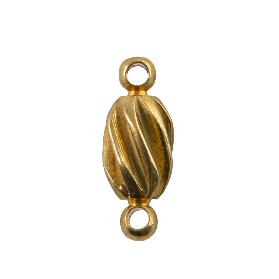 2 Loop Raw Brass Ribbed Twist Oval Connectors (6)