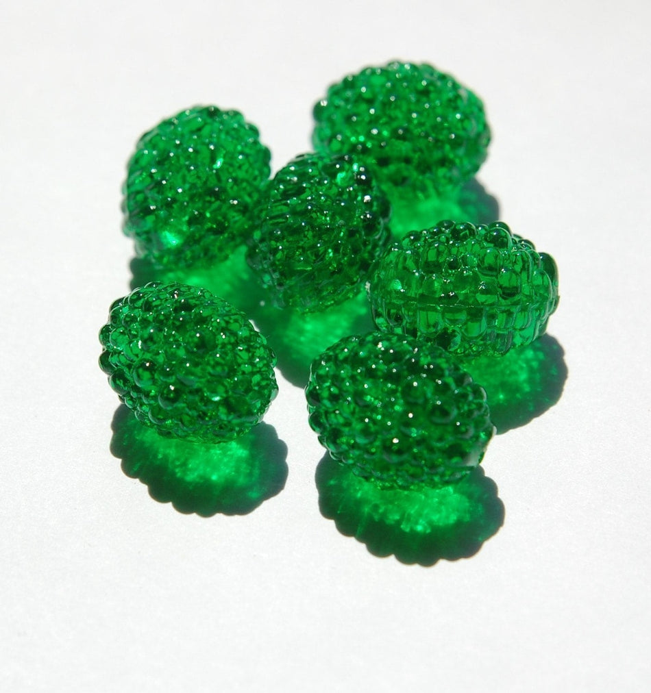 Vintage Green Oval Bumpy Textured Plastic Beads (6) bds791E