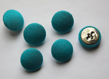 Vintage Turquoise Blue Silk Buttons 15mm btn002A