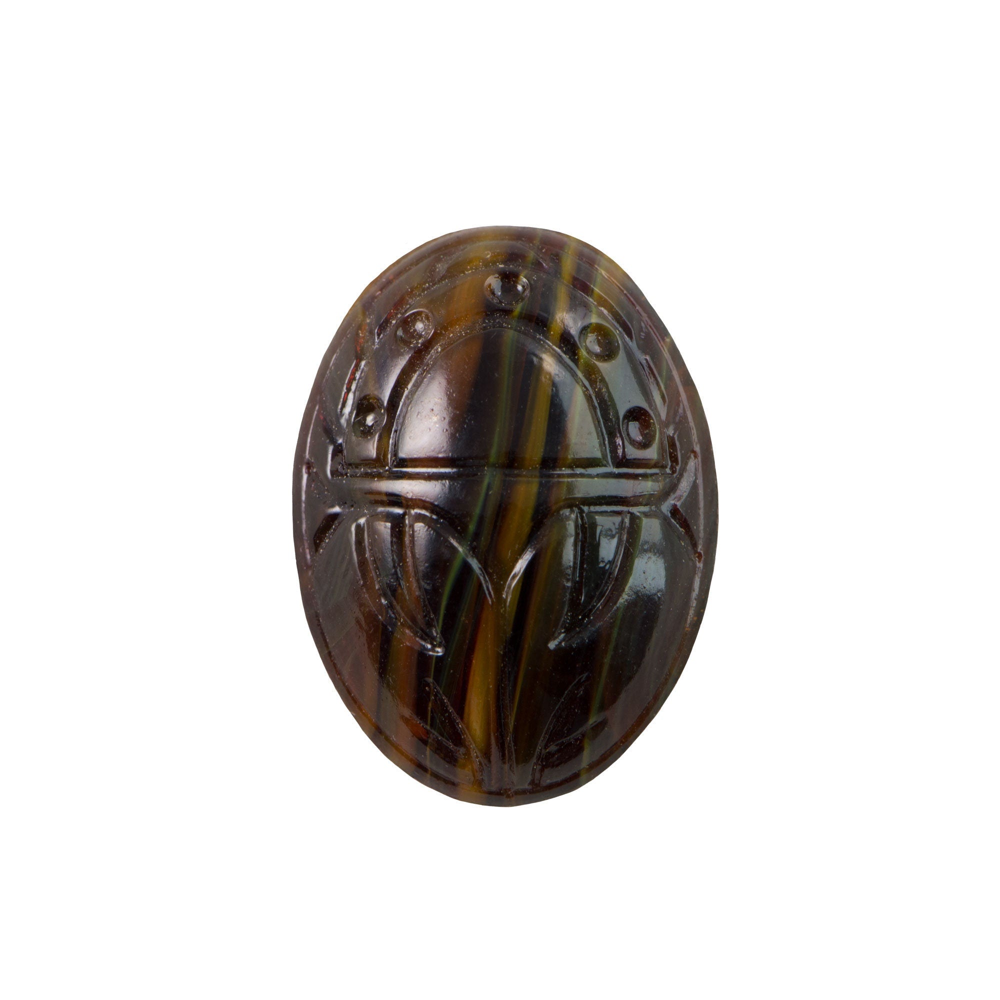 25x18mm Translucent Tortoise Brown Scarab Glass Oval Cabochon (1)