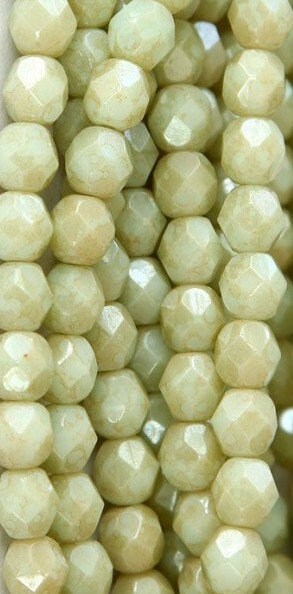 Czech Faceted Opaque Pale Turquoise Star Dust Firepolish Glass Beads 6mm (25)