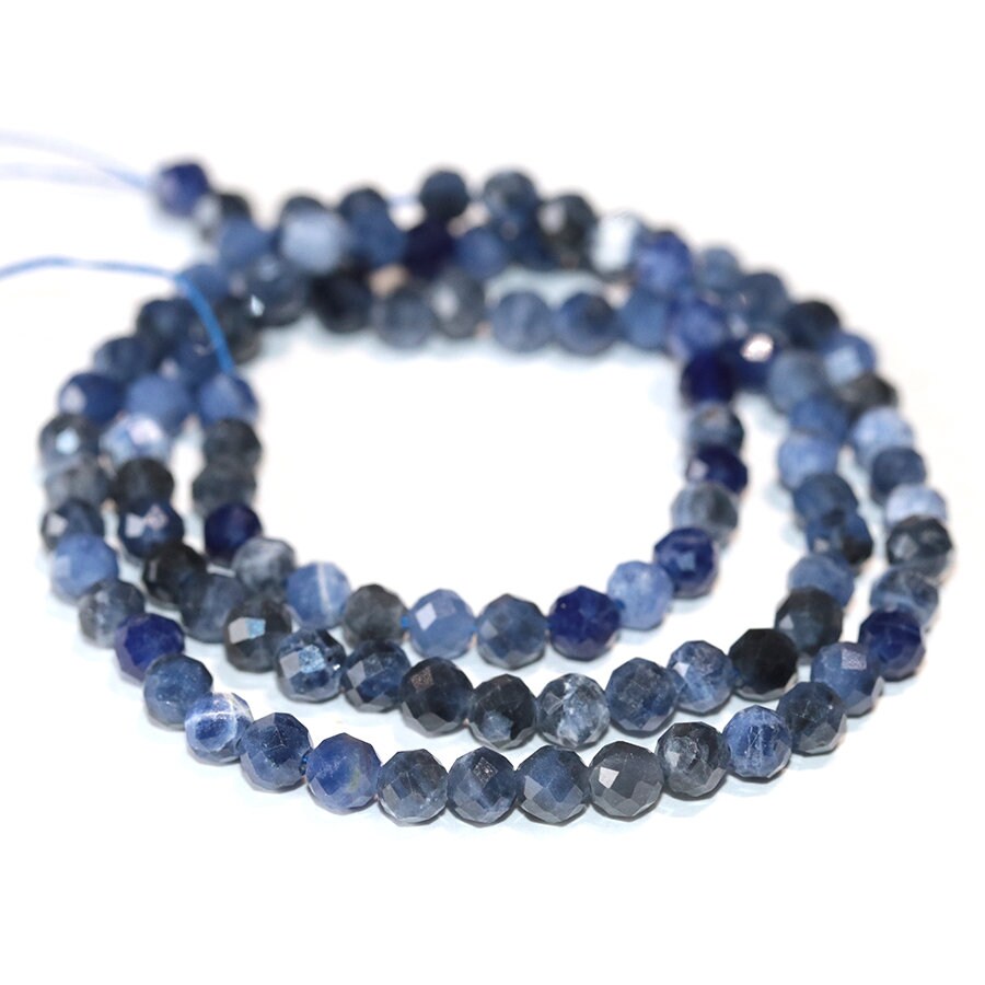 Dakota Stones Sodalite 4mm Diamond Cut Faceted Round Gemstones. 16" Strand  SDL4RD-F-DC