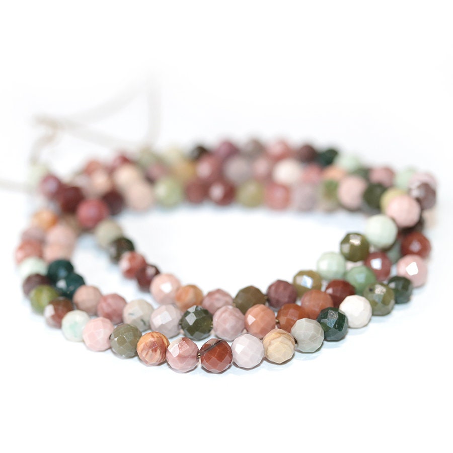 Dakota Stones Imperial Jasper 4mm Diamond Cut Faceted Round Gemstones 16" Strand IMP4RD-F-DC