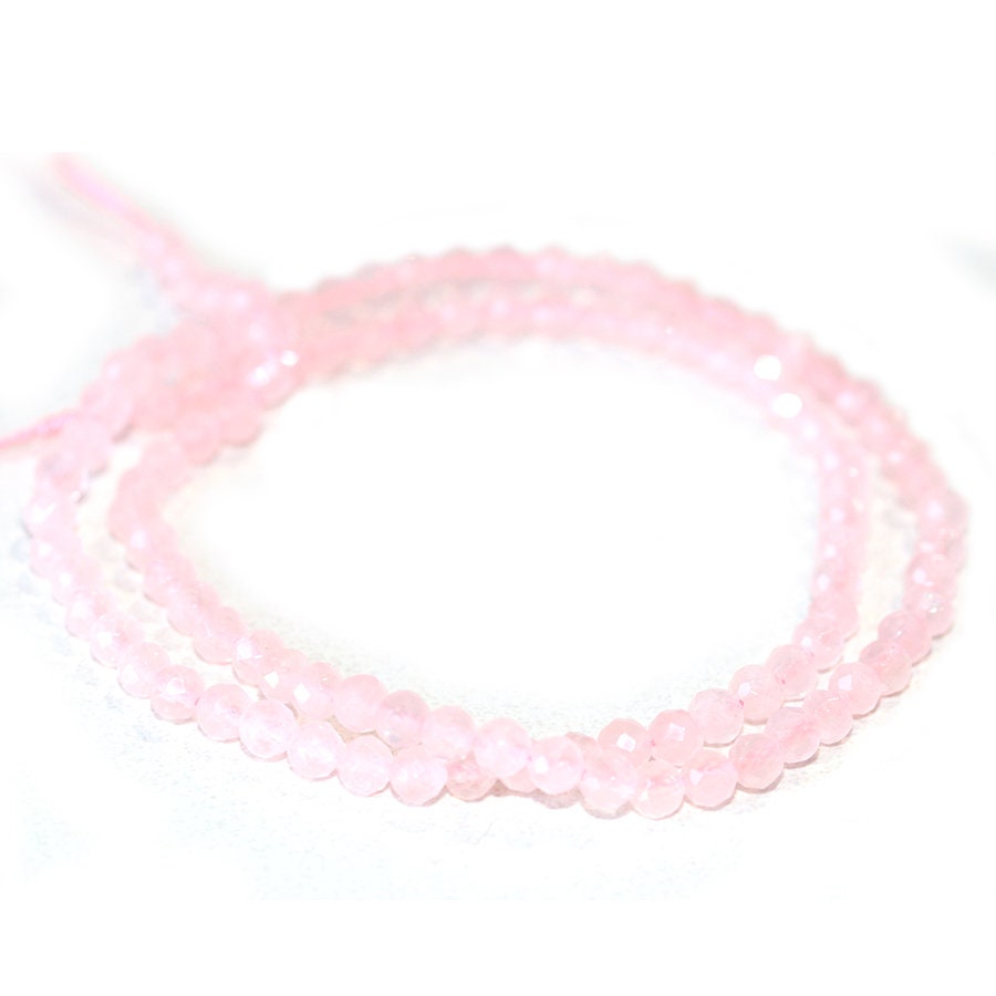 Dakota Stones Rose Quartz 4mm Diamond Cut Faceted Round Bead Gemstones. RQZ4RD-F-DC