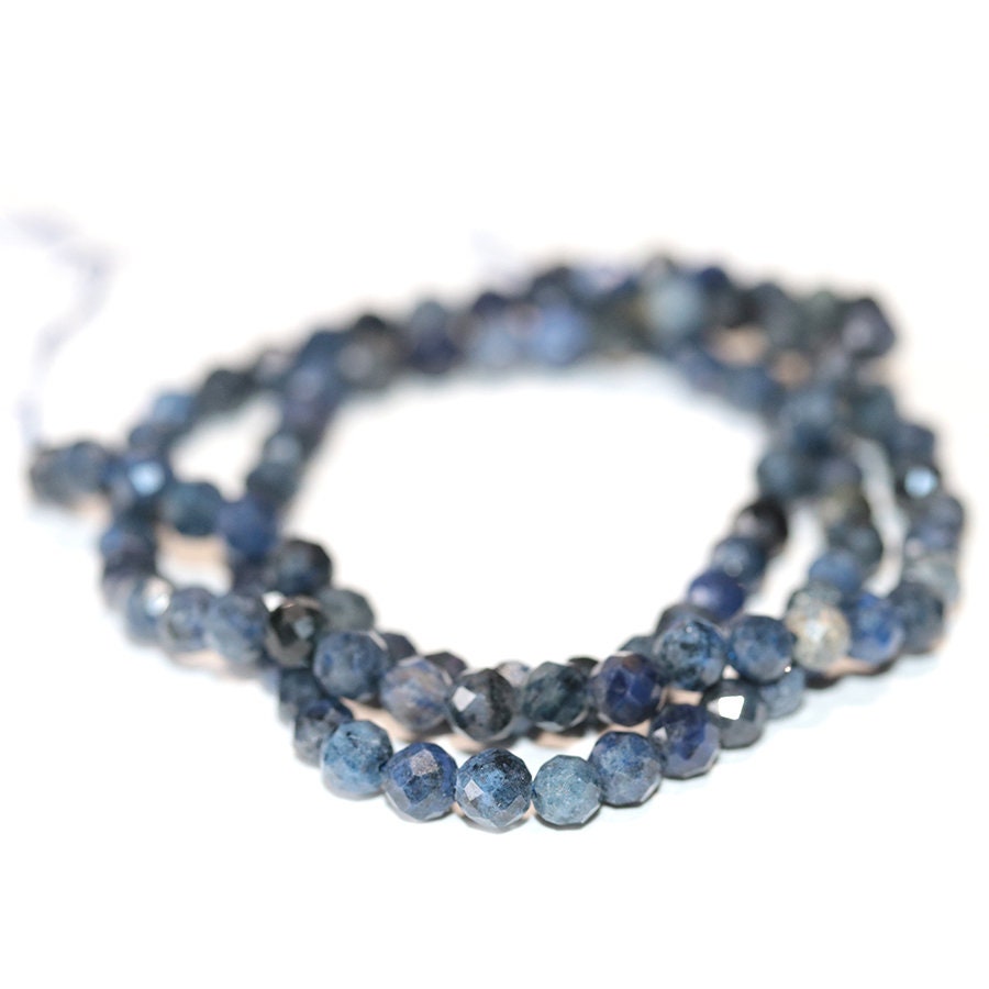 Dakota Stones Dumortierite 4mm Diamond Cut Faceted Round Gemstones 16" Strand. DMT4RD-F-DC