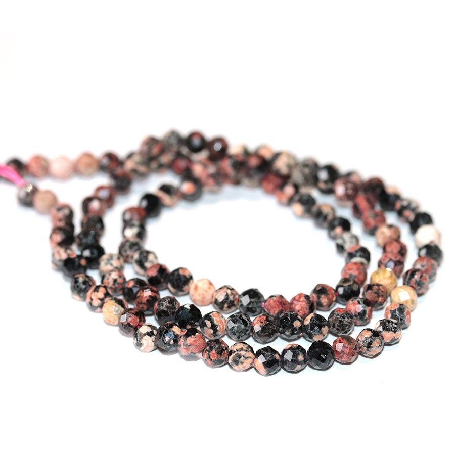 Dakota Stones Mexican Red Snowflake 4mm Diamond Cut Faceted Round Gemstones 16" Strand MRS4RD-F-DC