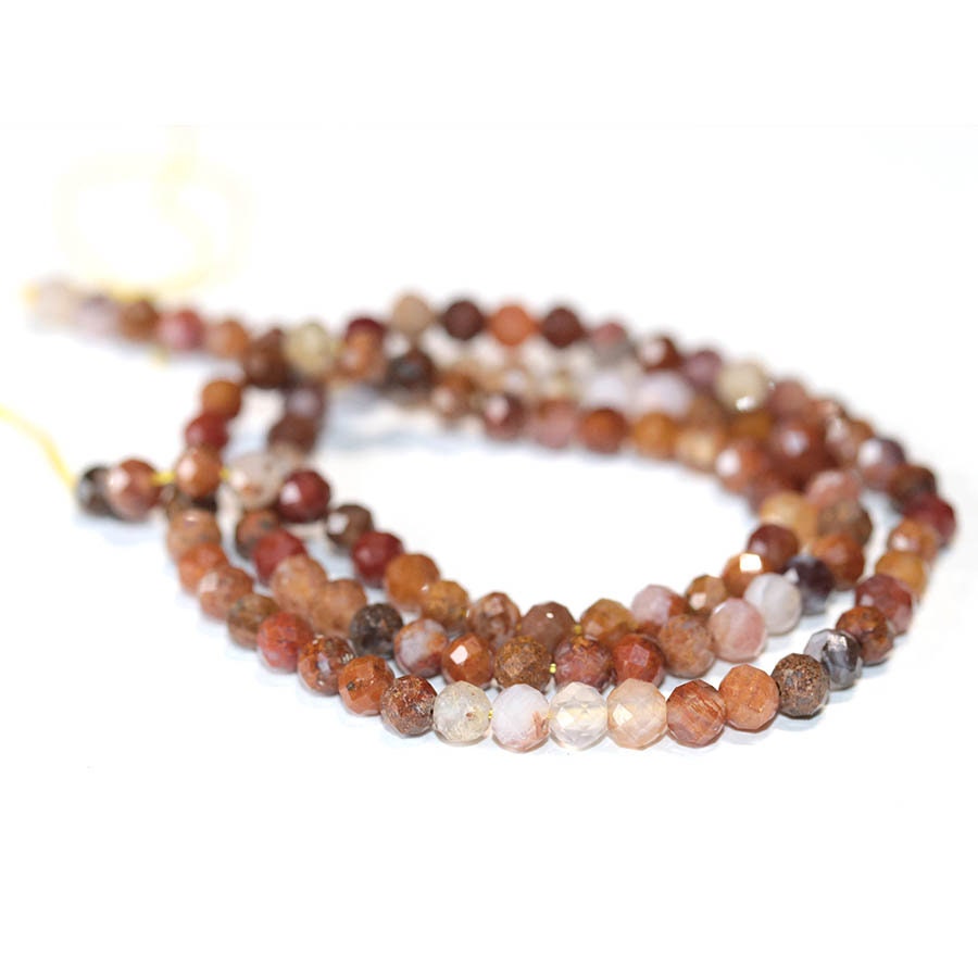 Dakota Stones Agua Nueva 4mm Diamond Cut Faceted Round Gemstones. 16" Strand. AGN4RD-F-DC