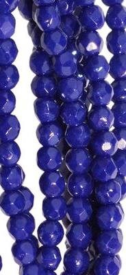 6mm Czech Faceted Opaque Navy Blue Firepolish Glass Beads (25)