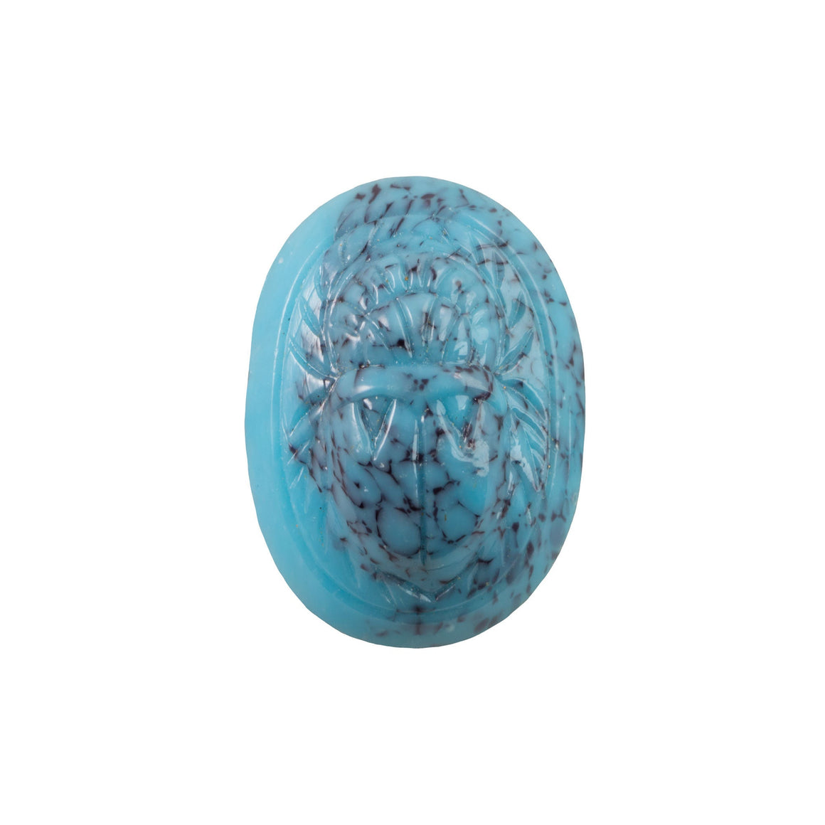 25x18mm Turquoise Matrix Raised Scarab Glass Oval Cabochon (1)