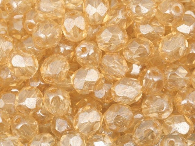 4mm Czech Faceted Luster Transparent Champagne Firepolish Glass Beads  (50)