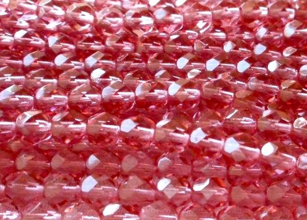 4mm Czech Faceted French Rose Firepolish Glass Beads (50)
