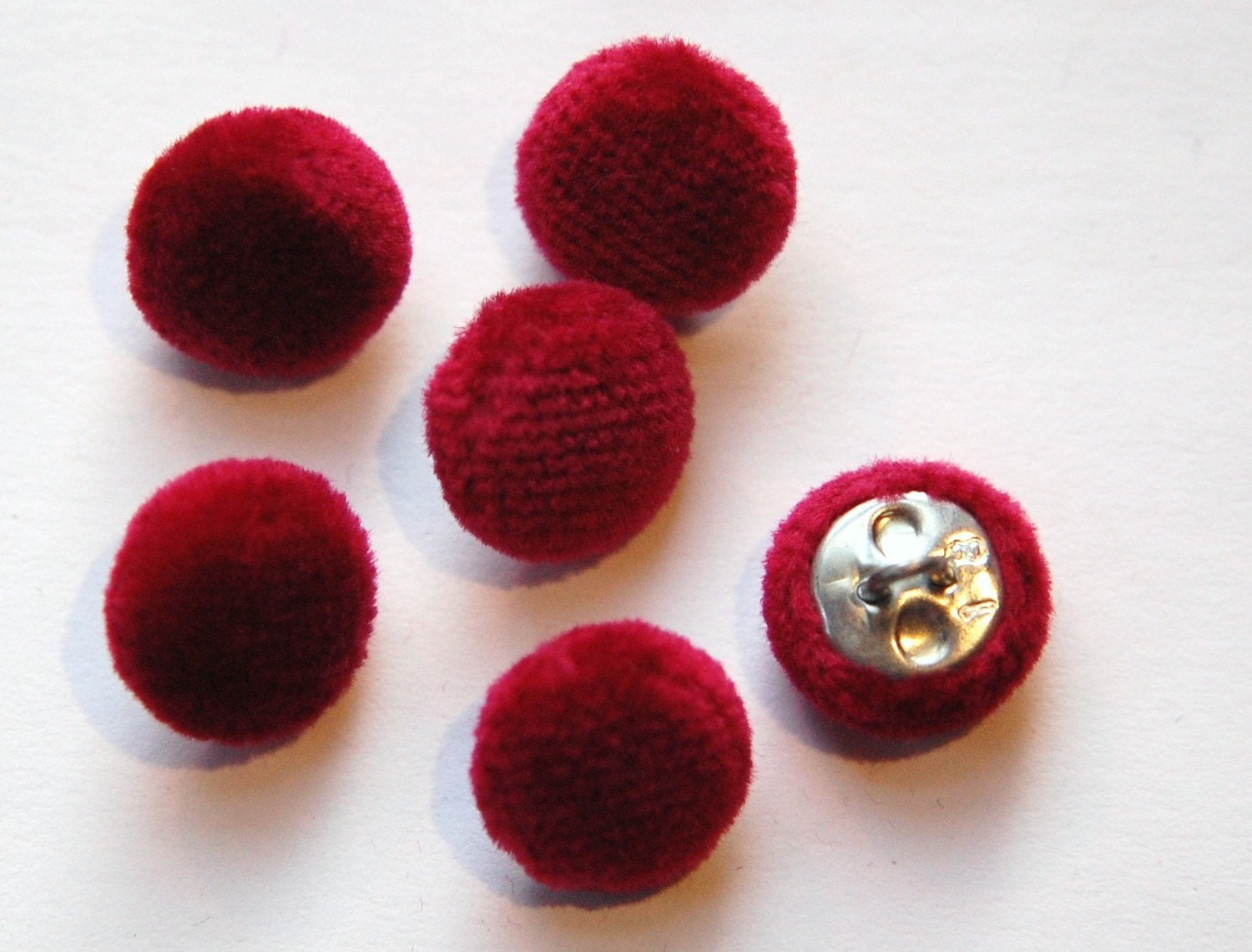 Vintage Wine Soft Velour Fabric Buttons 13mm Metal Shank btn004B