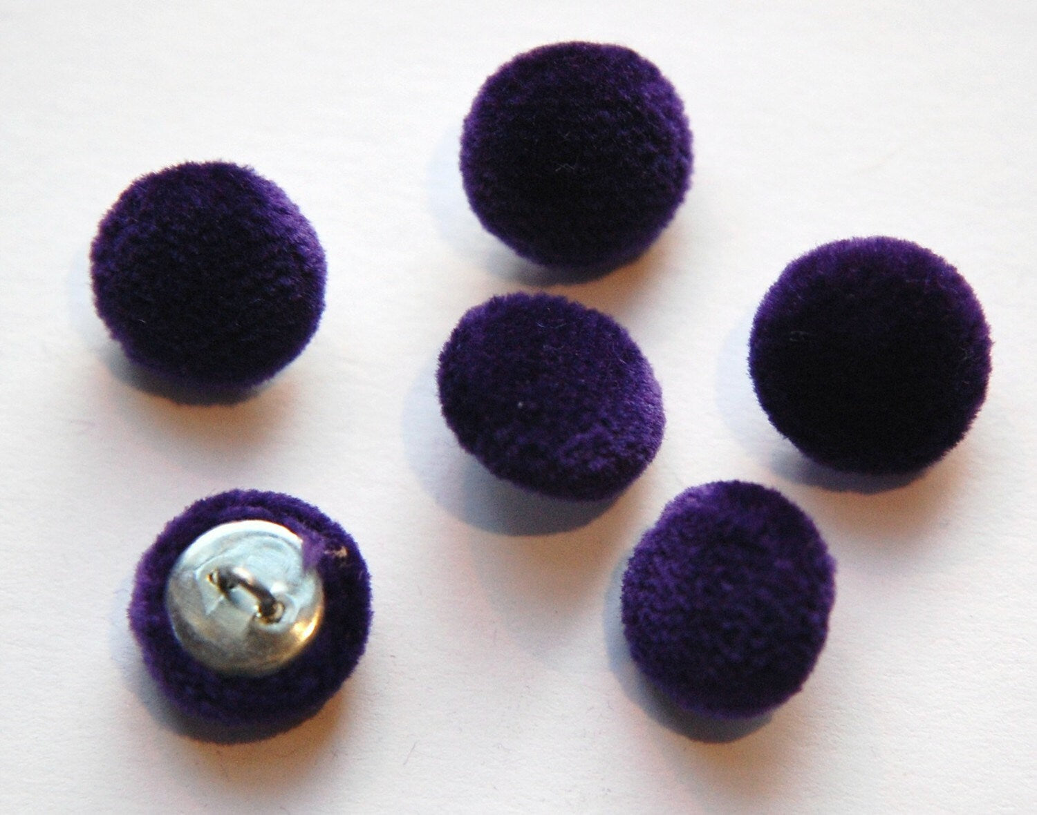 Vintage Purple Soft Velour Fabric Buttons 13mm Metal Shank btn004G