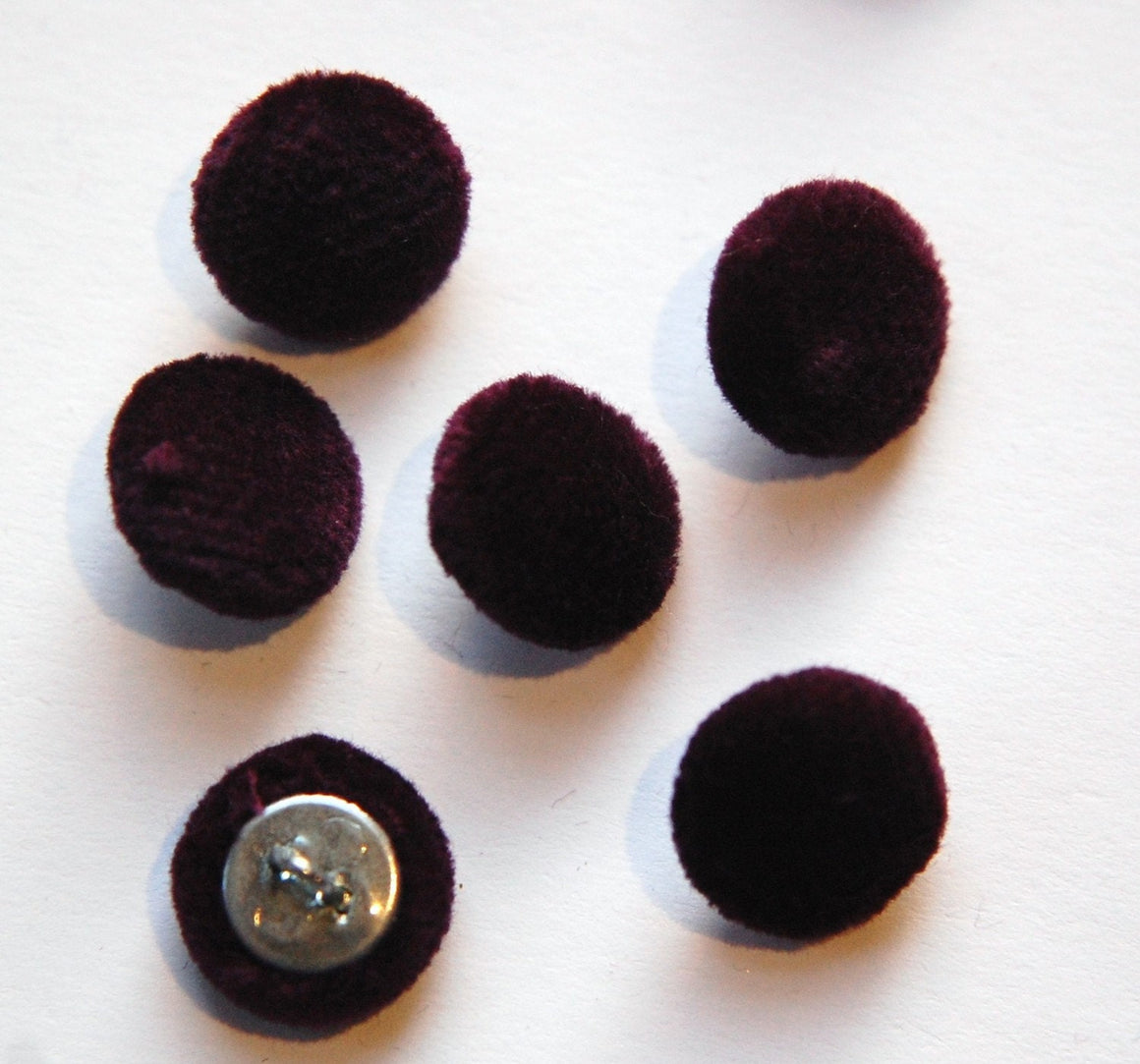 Vintage Plum Soft Velour Fabric Buttons 13mm Metal Shank btn004H